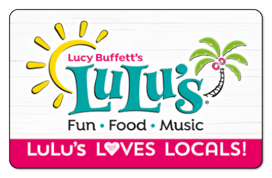 LuLus logo over a beach as background